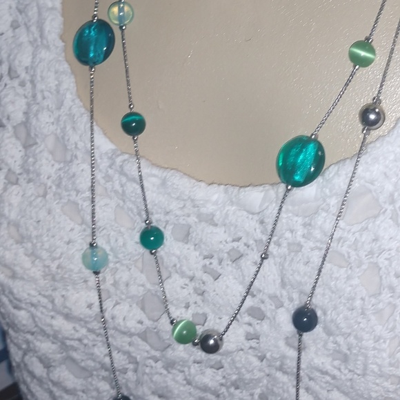 📿Blue/green bead necklace - Picture 3 of 5